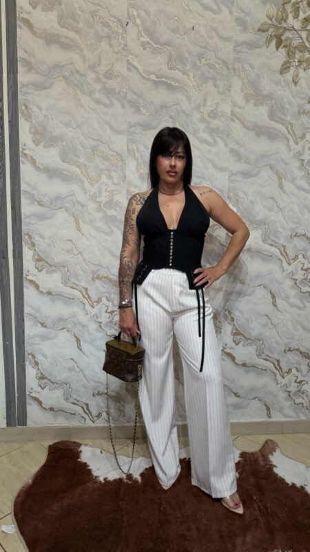 Pantalone Gessato White