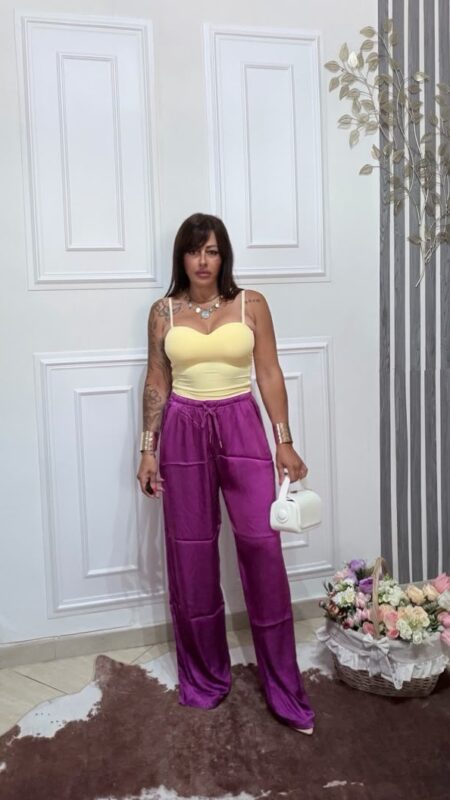 Pantalone In Satin Fuxia