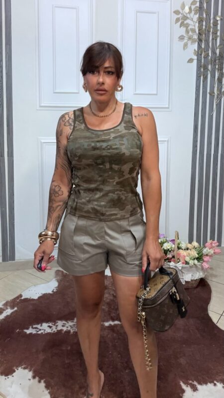 Canotta verde  Camouflage Con Stampa