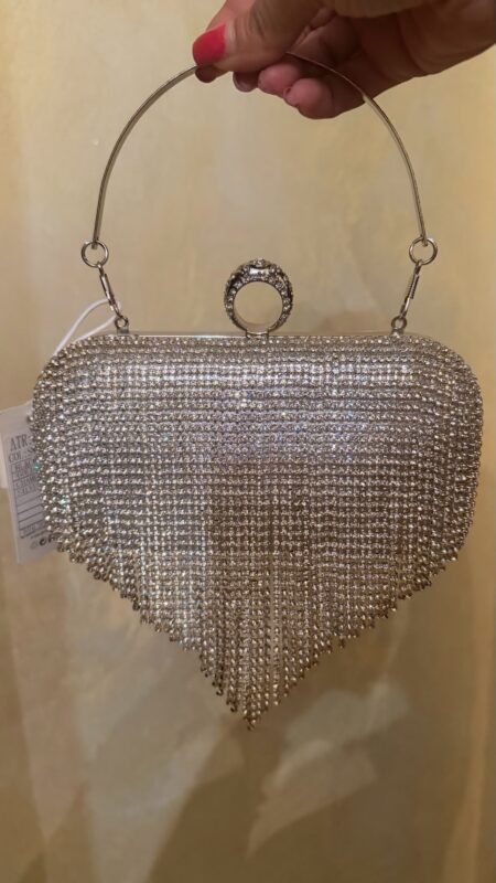 Clutch Crystal Heart Silver