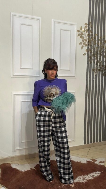 Pantalone In Tartan Nero