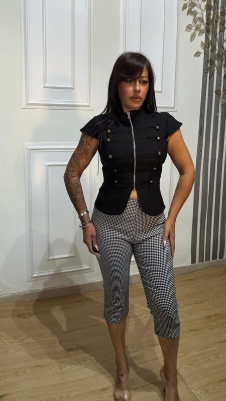 Leggings A Quadri Nero